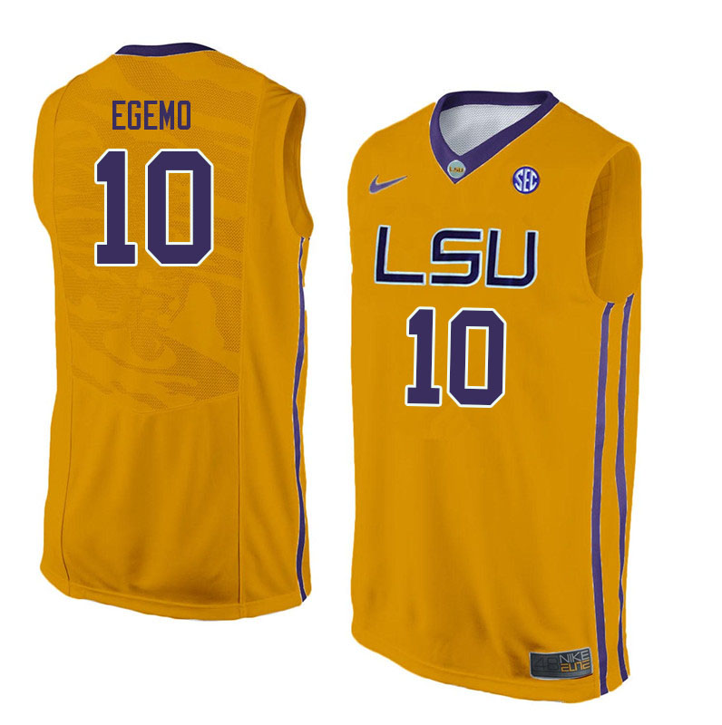 Men #10 Brandon Egemo LSU Tigers College Basketball Jerseys Sale-Yellow